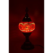 Karlıkturistik Mozaik Lamba ,Mozaik Masa Üstü Lamba, Mozaik Lamba El Işi ,Sıvama Masa Lambası Kırmızı  Model20