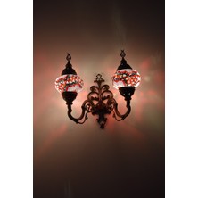 Karlıkturistik Mozaik Aplik ,İkili Yukarı Yönlü Dekoratif Duvar  Lambası,Otantik Lamba,Mozaik Lamba Model18