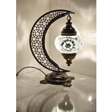 Karlıkturistik Türk Mozaik Masa Lambası Hilal,Osmanlı Abajur Otantik Lamba, Mozaik Masa Lambası, Model16