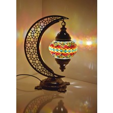 Karlıkturistik Türk Mozaik Masa Lambası Hilal,Osmanlı Abajur Otantik Lamba, Mozaik Masa Lambası, Model9
