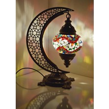 Karlıkturistik Türk Mozaik Masa Lambası Hilal,Osmanlı Abajur Otantik Lamba, Mozaik Masa Lambası, Model19