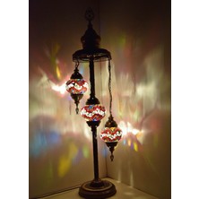 Karlıkturistik Mozaik Lambader,Otantik Lambası,Dekoratif Köşe Lambası 3 Lü Mozaik Gece Lambası  Model 19