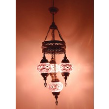 Karlıkturistik Mozaik Lamba Avize 4lü Sarkıt Rustik Tavan Lambası Renkli Osmanlı Avize Model 21