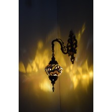 Karlıkturistik Mozaik Aplik ,Tekli Aşağı Yönlü Dekoratif Duvar  Lambası,Otantik Lamba,Mozaik Lamba Model6