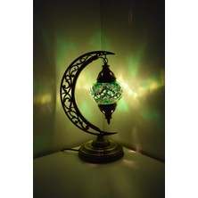 Karlıkturistik Mozaik Masa Lambası Hilal,Türk Yapımı Masa Lambası Yarım Ay, Mozaik Masa Lambası, Model12