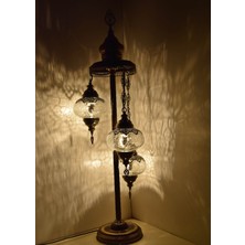 Karlıkturistik Osmanlı Lambader,Otantik Lambası,Dekoratif Köşe Lambası 3 Lü Çatlatma Gece Lambası  Lazerli