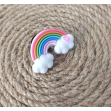 HD Marketim Terlik Ayakkabı Sandalet Tokası Silikon Gökkuşağı Terlik Süsü Aksesuar