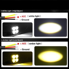 Dekohop Off Road 3 Inç Çift Renk Beyaz Sarı Kare Spot Çalışma ve Sis Lambası 2 Adet