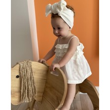 Çiçekli Desenli Şort Kat Kat Askılı Bluz Kız Bebek Takımı