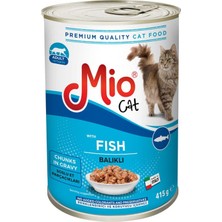 Mio Balıklı Kedi Maması Mio Somonlu Konserve Et Parçacıklı Yaş Mama 415 gr