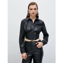 Koton 4WAK60007EW Koton Kadın  Gömlek Siyah