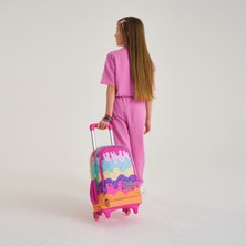 Coral High Kids Pembe Rengarenk Dondurma Desenli Çekçekli 2'li Çanta Seti SET0223931