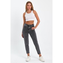 Tref Jns Gri Mom Jeans Likralı Kot Pantolon Trefjeans-Gri-Mom-Jean-2