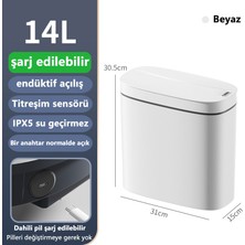 Exquisite 14 Lt Akıllı Çöp Kovası - Beyaz (Yurt Dışından)