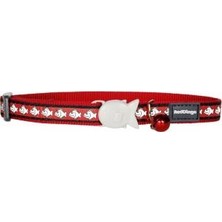 Red Dingo Reflektörlü Balık Desenli Kırmızı Kedi Boyun Tasması 12MM / 20-32 cm