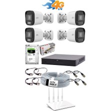 Unv Uniview 4'lü 2mp 2.8mm 500GB HDD Güvenlik Kamera Seti 4g Internetli