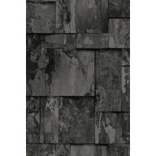 Bien Duvar Kağıtları Adawall roka Serisi 23106-5 Koyu Gri Siyah Geometrik Taş Desen Duvar Kağıdı 16,5 M²