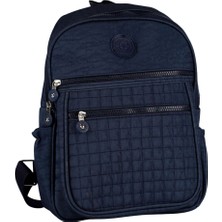 SİA ÇANTA Kırinkıl Kumaş 3 Gözlü, Matara Bölmeli Su Geçirmez Kumaş Ön Kapitone Baskılı Kadın Sırt Çantası