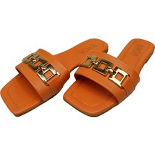 SİA ÇANTA Zincir Aksesuarlı Model Kadın Terliği , Rahat Sandelet Tarzı Kaydırmaz Taban Bayan Terlik