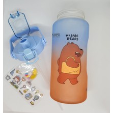 Taros Quokka 800ML Mavi Turuncu Çift Başlıklı Stickerlı Matara