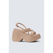 Deery Bej Kadın Platform Topuk Sandalet - DLG04ZBEJC01