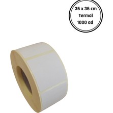 36X36 mm Termal Barkod Etiketi Yapışkanlı Etiket (1 Rulo = 1000 Adet)