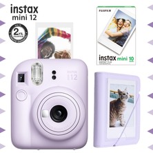 Instax Mini 12 Lila Fotoğraf Makinesi-10'lu Film ve Mini Albüm Seti