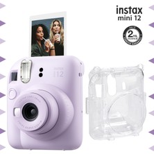 Instax Mini 12 Lila Fotoğraf Makinesi ve Şeffaf Kılıf Seti