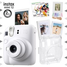 Instax Mini 12 Beyaz Fotoğraf Makinesi-30'lu Film-Albüm-Mandal-Çerçeve ve Kılıf Mega Set 2