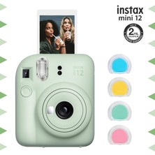 Instax Mini 12 Yeşil Fotoğraf Makinesi ve 4'lü Renkli Lens Seti