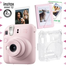 Instax Mini 12 Pembe Fotoğraf Makinesi-10'lu Film-Mini Albüm ve Şeffaf Kılıf Seti