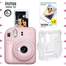 Instax Mini 12 Pembe Fotoğraf Makinesi-20'li Film ve Şeffaf Kılıf Seti