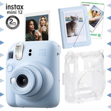 Instax Mini 12 Mavi Fotoğraf Makinesi-10'lu Film-Mini Albüm ve Şeffaf Kılıf Seti