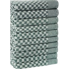 Herakleia Home Kurulama Bezi & Alman Peçetesi 10'lu Set - 40 x 60 - Dama Model Yeşil