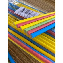 My Zey  6 mm x 200 mm Full 4 Color Mix Paper Straw 100'lü