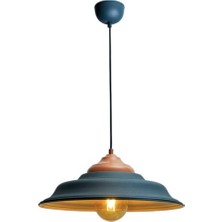 Rsylight Retro Metal Dekoratif Rustik Antrasit Içi Gold Tekli Sarkıt Avize Çap 41