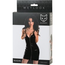 Toyfa Glossy Wetlook Malzemeden Yapılmış Parlak Naomi Elbise, Siyah, S