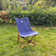Bag The Joy Ahşap Katlanır Masa Sandalye Seti Kahverengi - Lacivert Kılıf 70X70X55 Kahverengi Masa