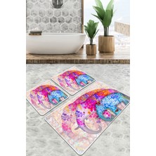Chilai Home Borneo Banyo Halısı 3'lü Set Banyo Paspası Kaymaz Tabanlı Klozet Takımı Djtbanyo