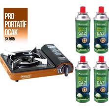 Orcamp Kamp Ocak Gaz Stop Emniyetli CK-505 Taba ve 4 Adet 227 Kartuş Gkh