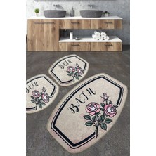 Chilai Home Mand Banyo Halısı 3'lü Set Banyo Halısı Paspas Yıkanabilir Kaymaz Djtbanyo