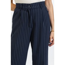 olafre Çizgili Bol Paça Pantolon Trend Pantolon Straight Regular Çizgi Detay Pantolon