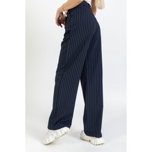 olafre Çizgili Bol Paça Pantolon Trend Pantolon Straight Regular Çizgi Detay Pantolon