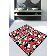 Chilai Home Pandam Esuriit Banyo Halısı 3'lü Set Banyo Paspası Kaymaz Tabanlı Klozet Takımı Djtbanyo