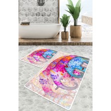 Chilai Home Borneo Banyo Halısı 2'li Set Banyo Paspası Kaymaz Tabanlı Klozet Takımı Djtbanyo