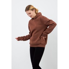 Volanlı Kahverengi Hoodie