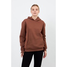 Volanlı Kahverengi Hoodie