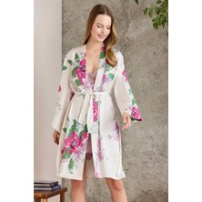 Pierre Cardin 2415 Kadın Saten Sabahlık Gecelik Takım-Rose