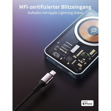 MTK Moveteck 15W Hızlı Şarj Özellikli Maynetic Magsafe 5.000MAH Kablosuz Wireless Şarj Cihazı Powerbank Mavi Standlı Ünite