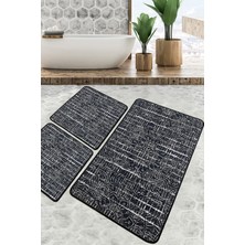 Chilai Home Asara Banyo Halısı 3'lü Set Banyo Halısı Paspas Yıkanabilir Kaymaz Djtbanyo